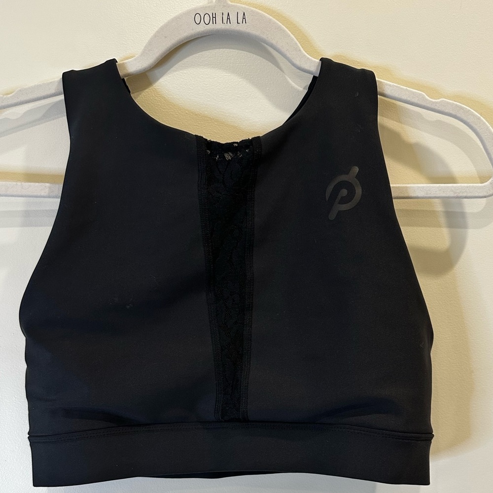 Peloton Black Sports Bra with Lace Accent